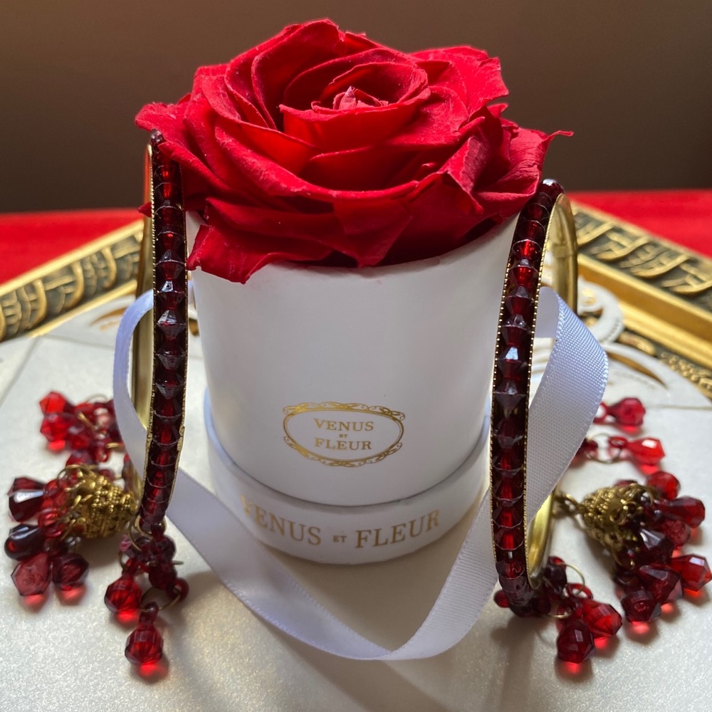 2 Piece Gold & Burgundy Indian Bangle Set